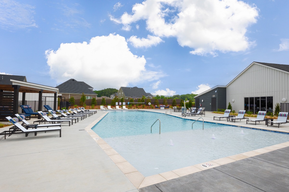 Resort-inspired pool at The Jessam at Hays Farm, a hub for summer activities in Huntsville
